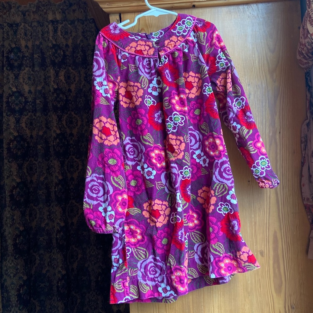 Girls Lands’ End Floral Corduroy Dress